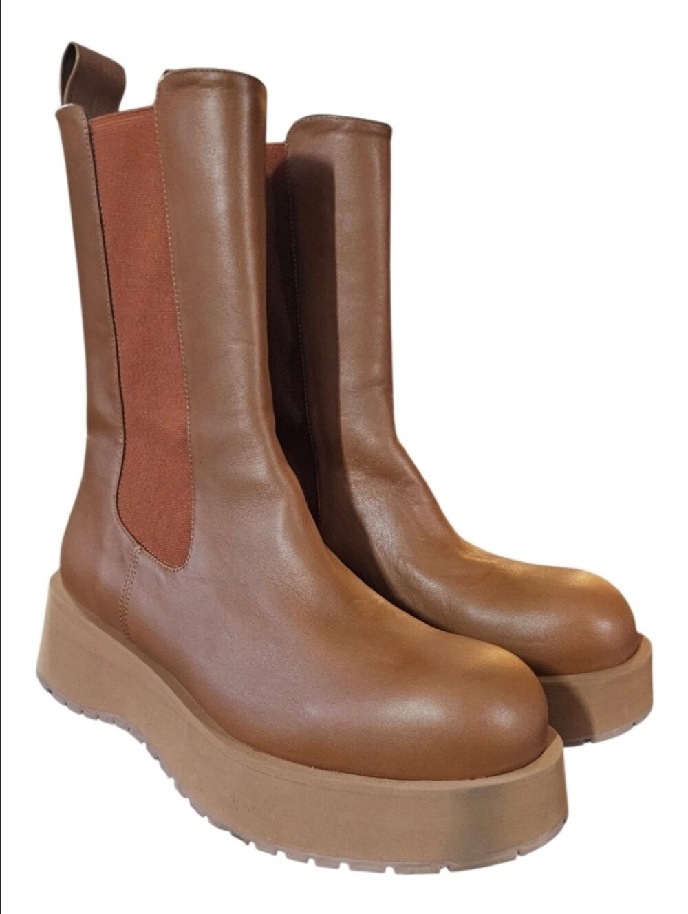 PALOMA BARCELO | Brown Leather Platform Chelsea Boots EU 41 / US 10.5